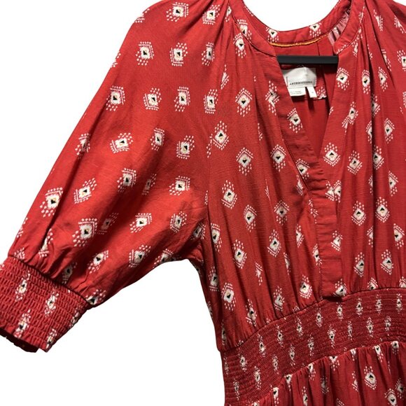 Anthropologie Womens Felipa Tiered Ruffle Midi Dress Red XS Boho - Picture 6 of 11